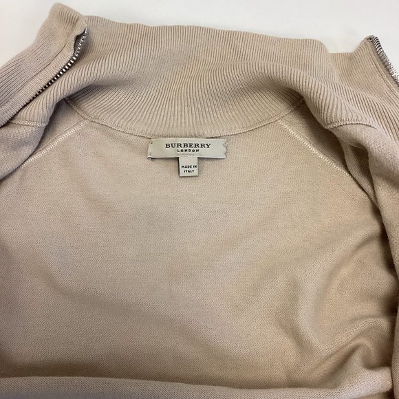 Burberry London Tan House Check Zip Front Sweater Sz S - Picture 6 of 8